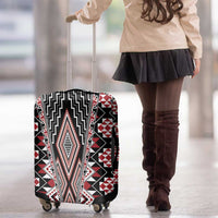 Red Aotearoa Tukutuku and Poutama Motif Luggage Cover