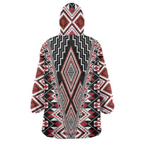 Red Aotearoa Tukutuku and Poutama Motif Wearable Blanket Hoodie