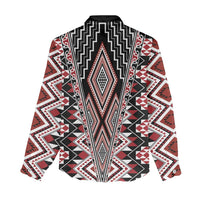 Red Aotearoa Tukutuku and Poutama Motif Women Casual Shirt