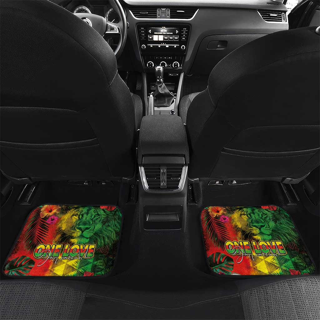 Hawaiian Reggae Car Mats Tropical Plants and Tribal Kakau Tattoo-One Love Jawaiian