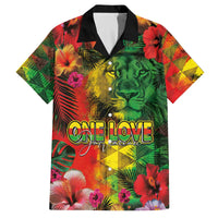 Hawaiian Reggae Family Matching Off The Shoulder Long Sleeve Dress and Hawaiian Shirt Tropical Plants and Tribal Kakau Tattoo-One Love Jawaiian