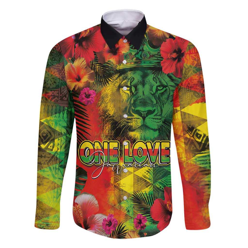 Hawaiian Reggae Family Matching Tank Maxi Dress and Hawaiian Shirt Tropical Plants and Tribal Kakau Tattoo-One Love Jawaiian