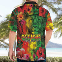 Hawaiian Reggae Hawaiian Shirt Tropical Plants and Tribal Kakau Tattoo-One Love Jawaiian