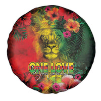 Hawaiian Reggae Spare Tire Cover Tropical Plants and Tribal Kakau Tattoo-One Love Jawaiian