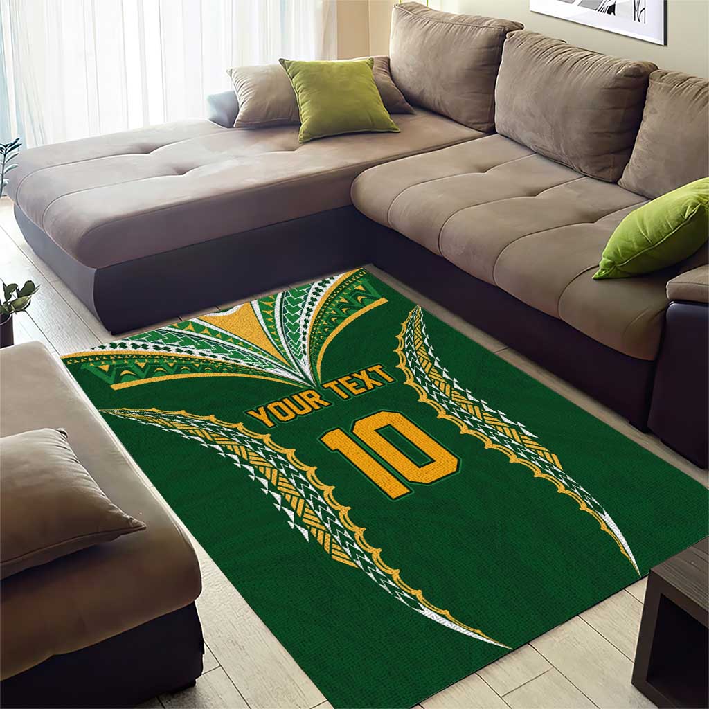 Custom Cook Islands Rugby League Area Rug Tatau Tribal Pattern-Special Edition Green Color
