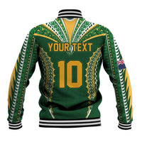Custom Cook Islands Rugby League Baseball Jacket Tatau Tribal Pattern-Special Edition Green Color