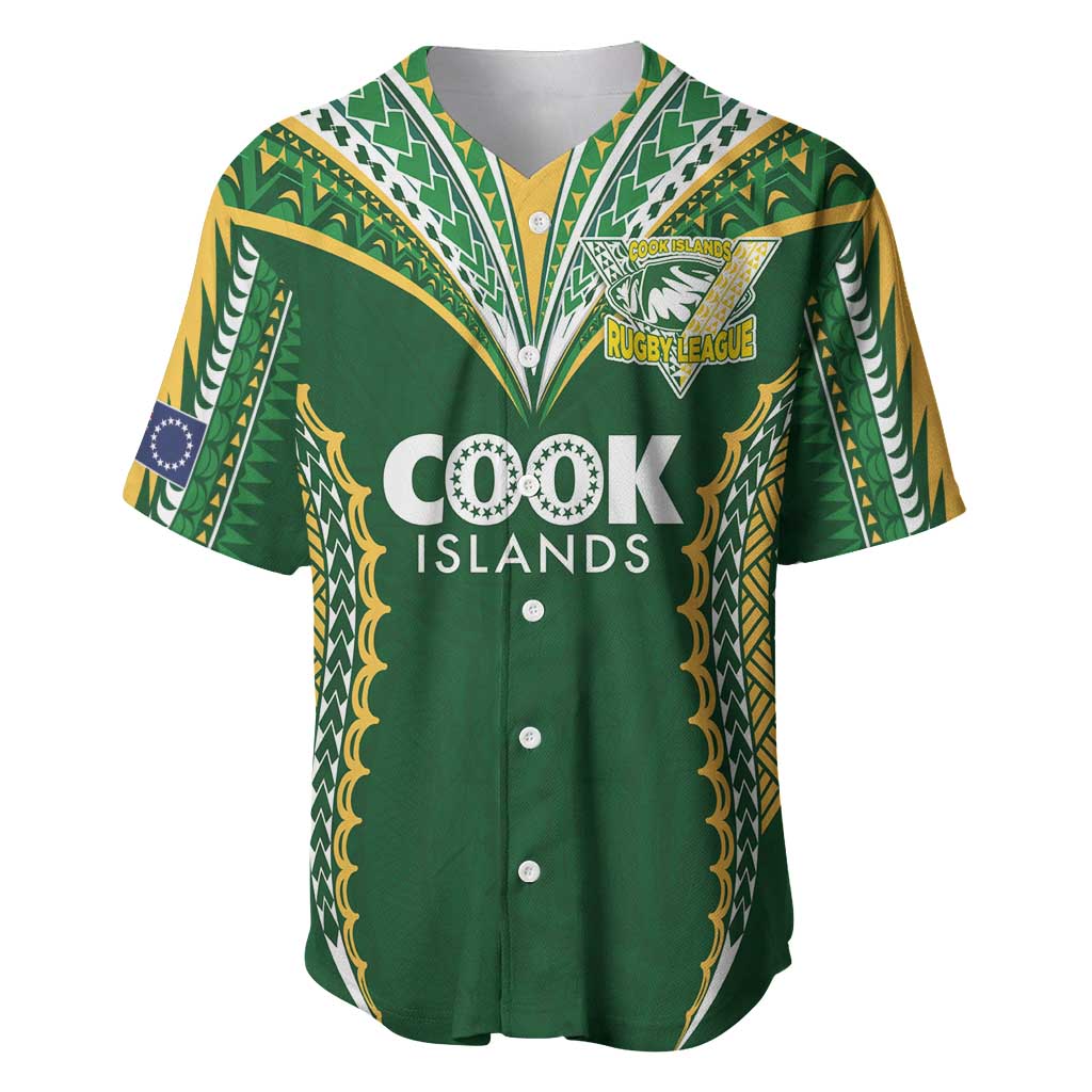 Custom Cook Islands Rugby League Baseball Jersey Tatau Tribal Pattern-Special Edition Green Color