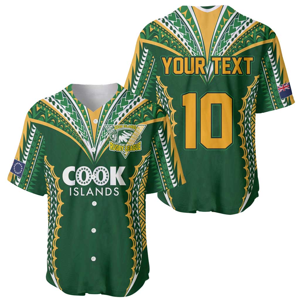 Custom Cook Islands Rugby League Baseball Jersey Tatau Tribal Pattern-Special Edition Green Color