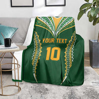 Custom Cook Islands Rugby League Blanket Tatau Tribal Pattern-Special Edition Green Color