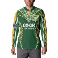 Custom Cook Islands Rugby League Button Sweatshirt Tatau Tribal Pattern-Special Edition Green Color