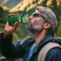 Custom Cook Island Rugby League 2025 4 in 1 Can Cooler Tumbler Tatau Tribal Pattern-Special Edition Green Color