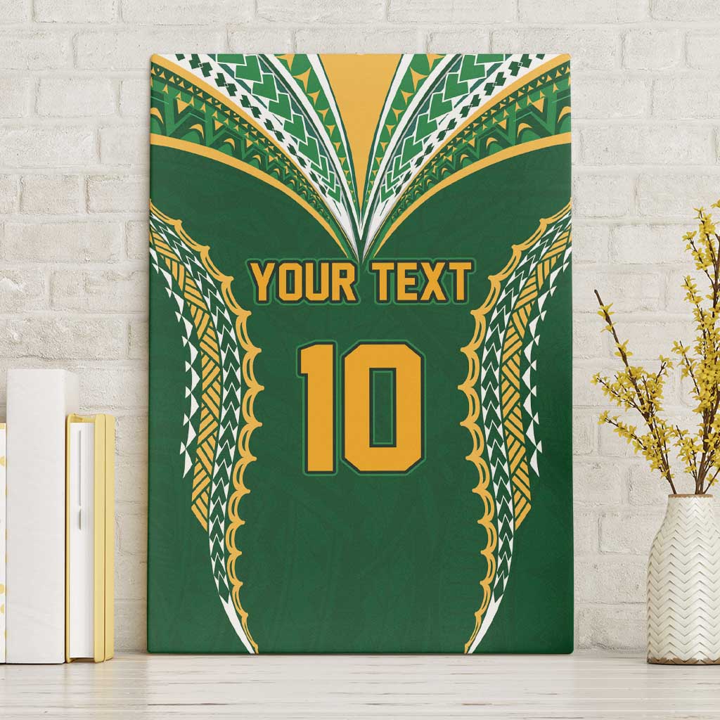 Custom Cook Islands Rugby League Canvas Wall Art Tatau Tribal Pattern-Special Edition Green Color