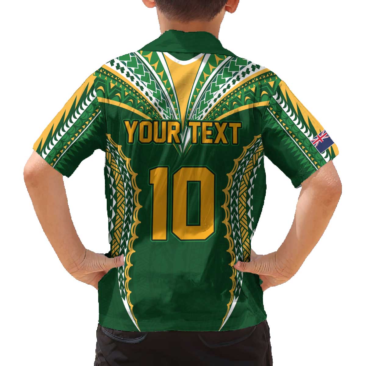 Custom Cook Islands Rugby League Family Matching Off The Shoulder Long Sleeve Dress and Hawaiian Shirt Tatau Tribal Pattern-Special Edition Green Color