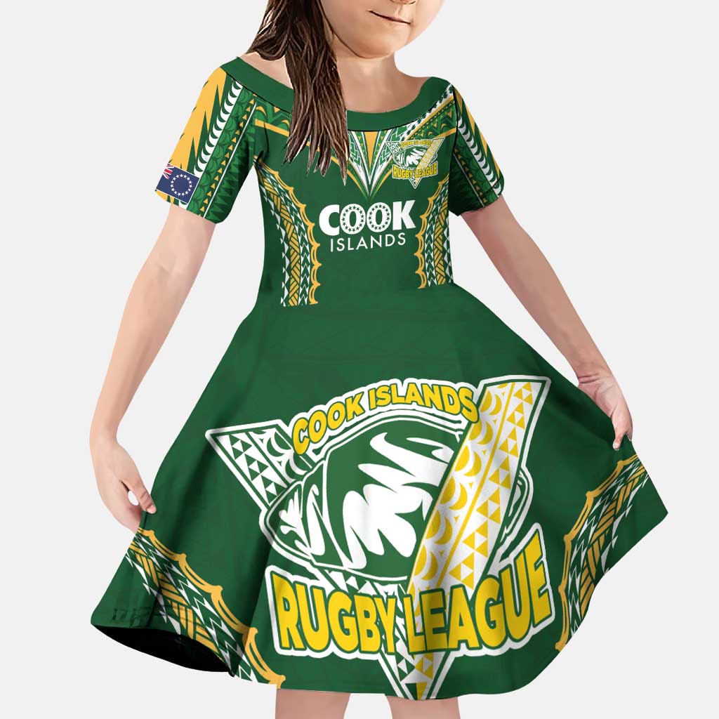 Custom Cook Islands Rugby League Family Matching Puletasi and Hawaiian Shirt Tatau Tribal Pattern-Special Edition Green Color