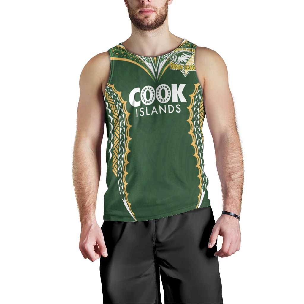 Custom Cook Islands Rugby League Men Tank Top Tatau Tribal Pattern-Special Edition Green Color