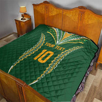 Custom Cook Islands Rugby League Quilt Tatau Tribal Pattern-Special Edition Green Color