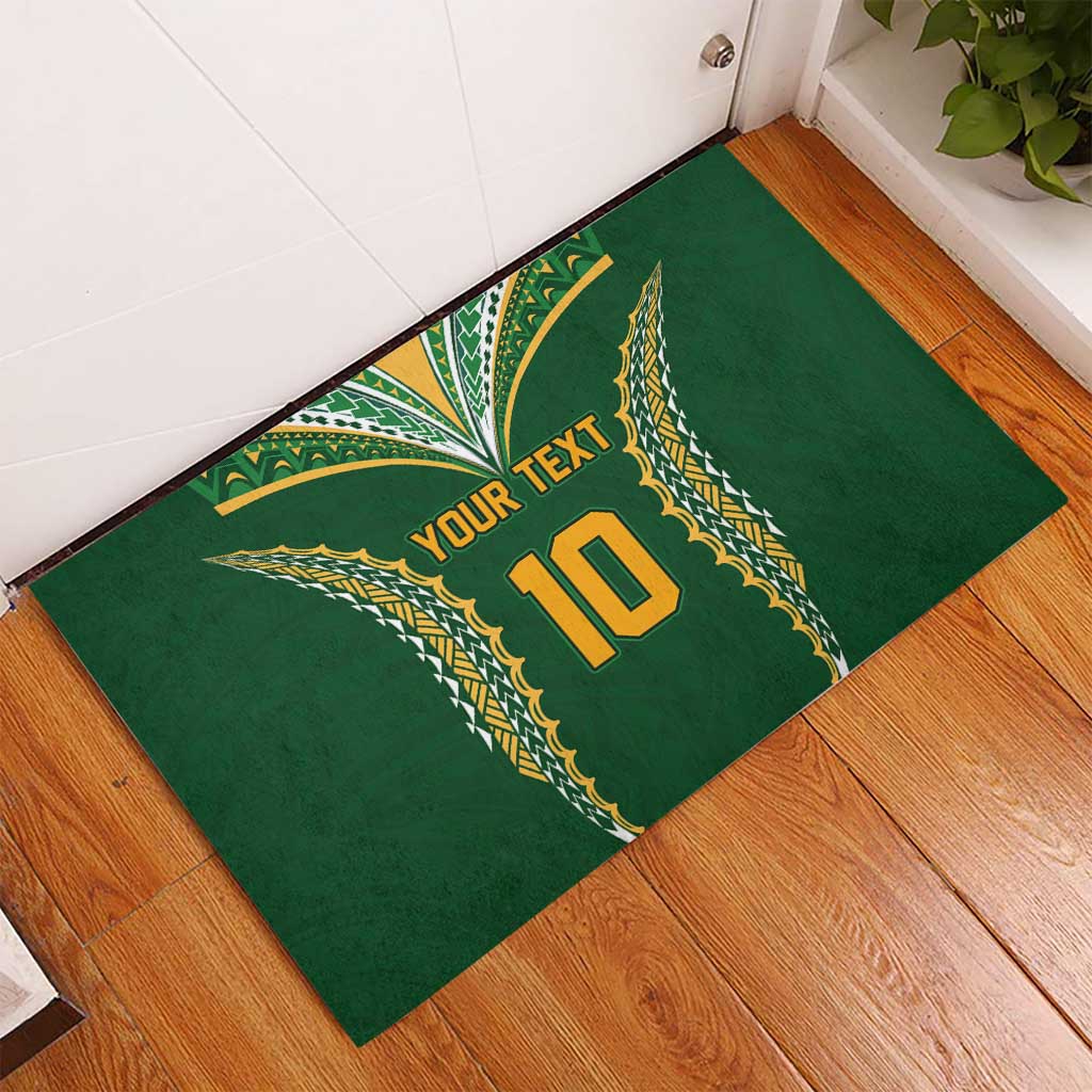 Custom Cook Islands Rugby League Rubber Doormat Tatau Tribal Pattern-Special Edition Green Color