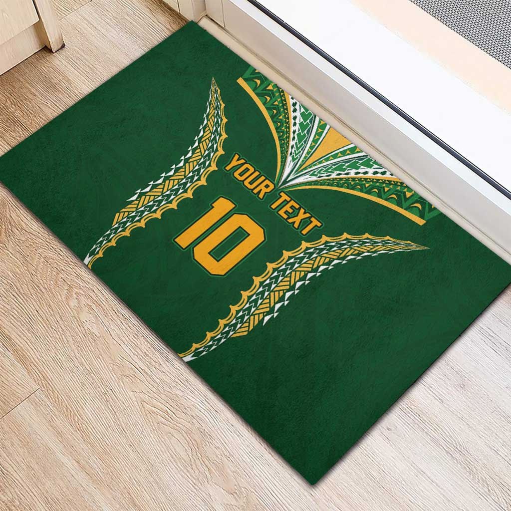Custom Cook Islands Rugby League Rubber Doormat Tatau Tribal Pattern-Special Edition Green Color