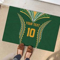 Custom Cook Islands Rugby League Rubber Doormat Tatau Tribal Pattern-Special Edition Green Color