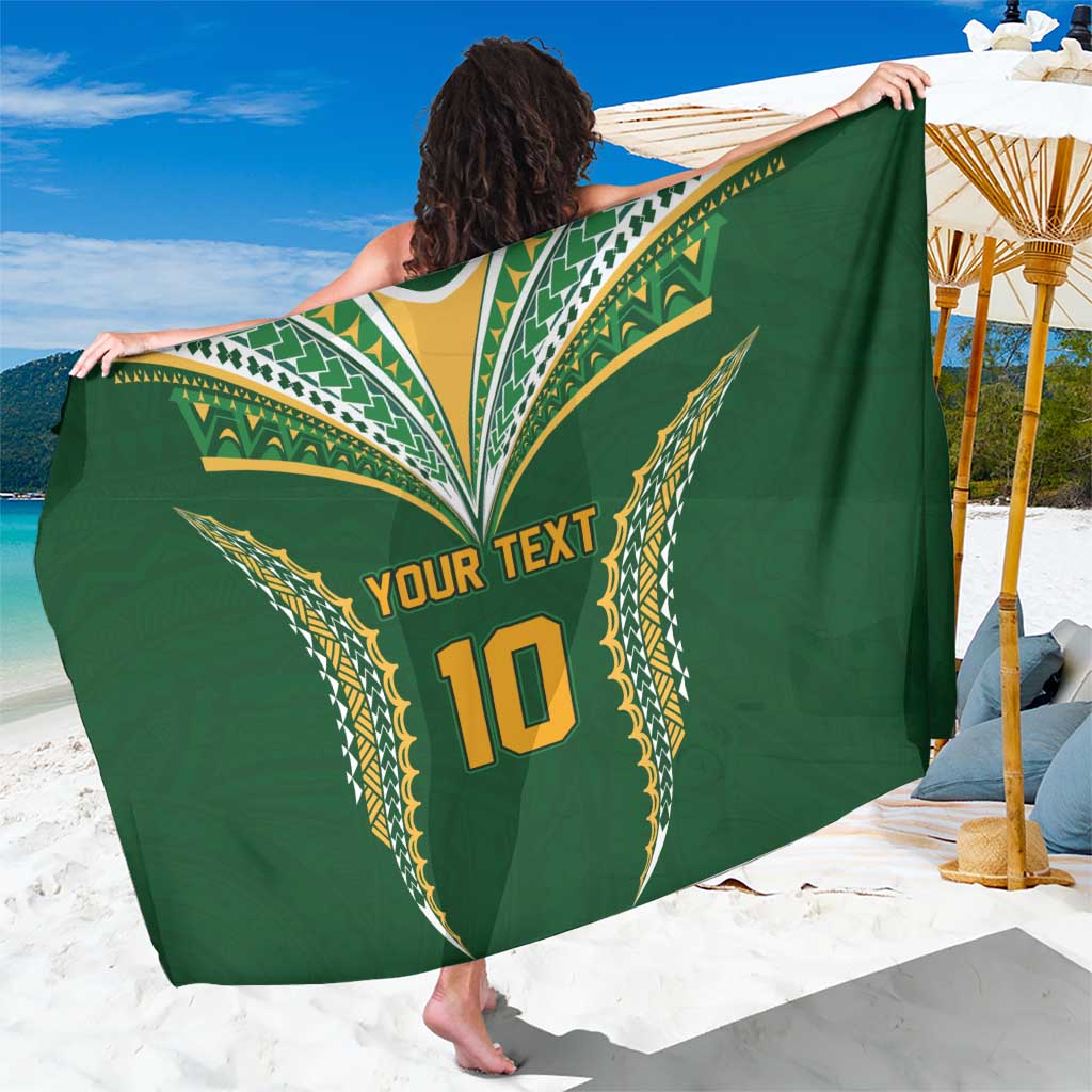 Custom Cook Islands Rugby League Sarong Tatau Tribal Pattern-Special Edition Green Color