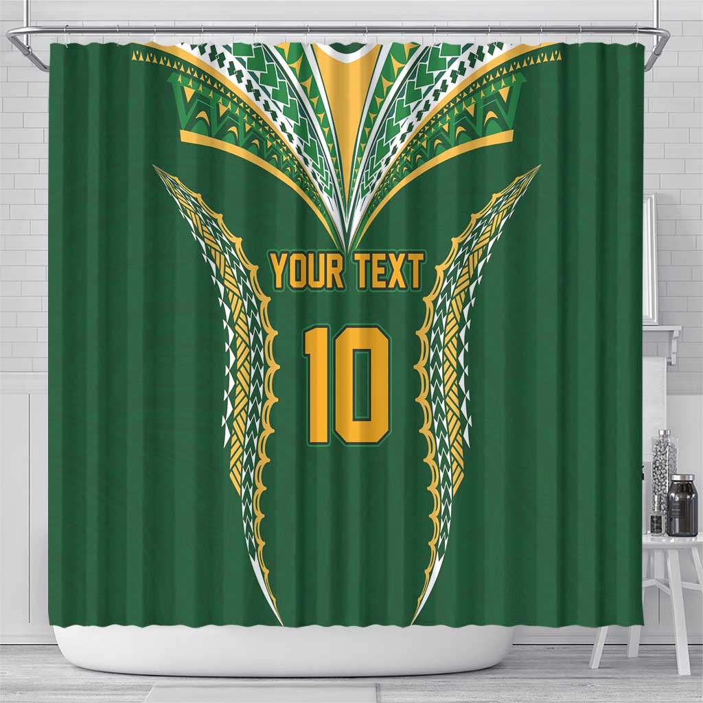 Custom Cook Islands Rugby League Shower Curtain Tatau Tribal Pattern-Special Edition Green Color