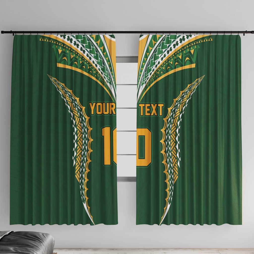 Custom Cook Islands Rugby League Window Curtain Tatau Tribal Pattern-Special Edition Green Color