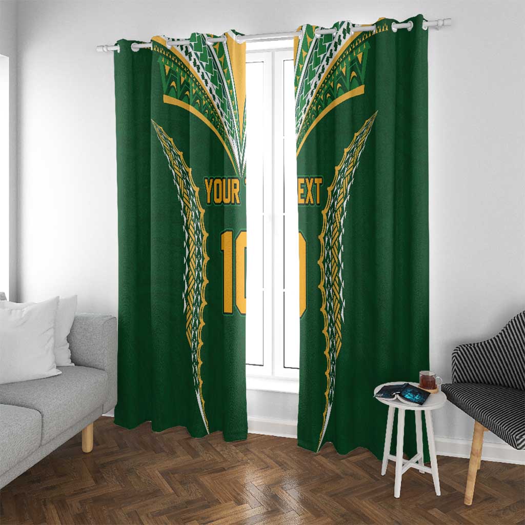 Custom Cook Islands Rugby League Window Curtain Tatau Tribal Pattern-Special Edition Green Color