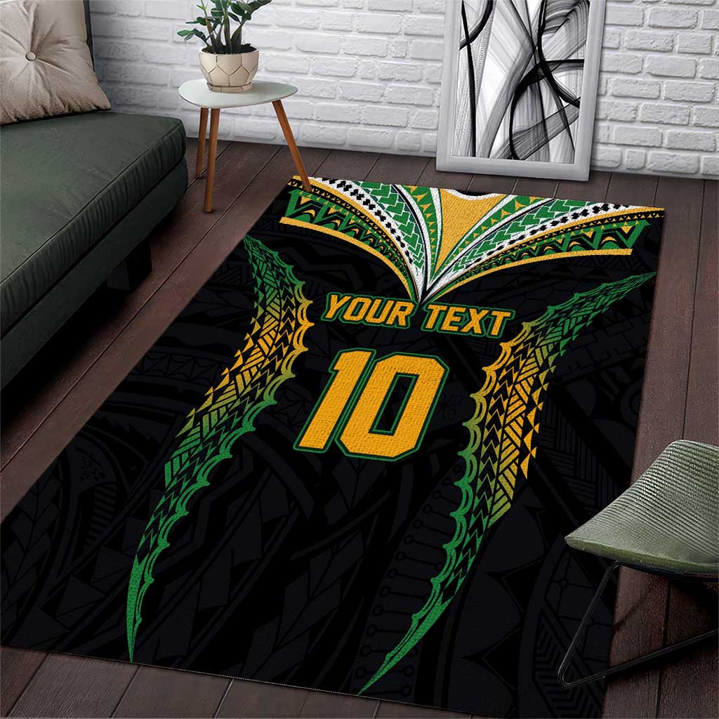 Custom Cook Islands Rugby League Area Rug Tatau Tribal Pattern-Special Edition Black Color