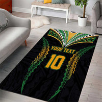 Custom Cook Islands Rugby League Area Rug Tatau Tribal Pattern-Special Edition Black Color
