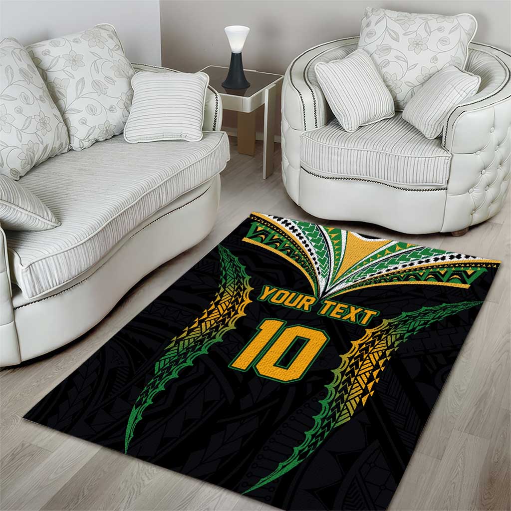 Custom Cook Islands Rugby League Area Rug Tatau Tribal Pattern-Special Edition Black Color