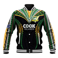 Custom Cook Islands Rugby League Baseball Jacket Tatau Tribal Pattern-Special Edition Black Color