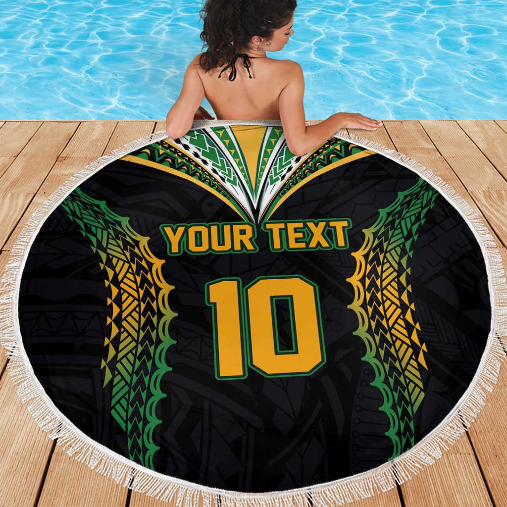 Custom Cook Islands Rugby League Beach Blanket Tatau Tribal Pattern-Special Edition Black Color
