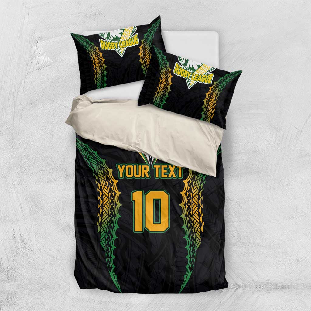 Custom Cook Islands Rugby League Bedding Set Tatau Tribal Pattern-Special Edition Black Color