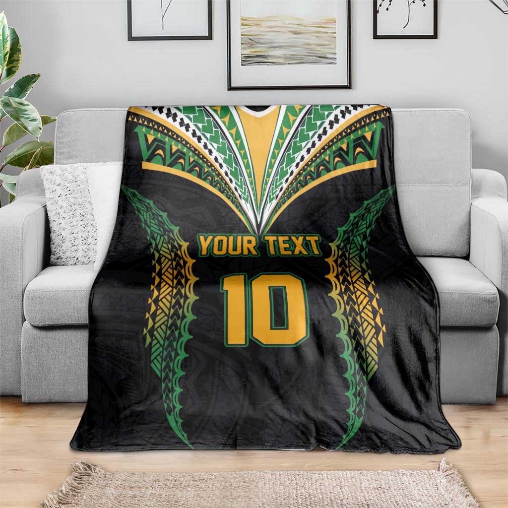 Custom Cook Islands Rugby League Blanket Tatau Tribal Pattern-Special Edition Black Color