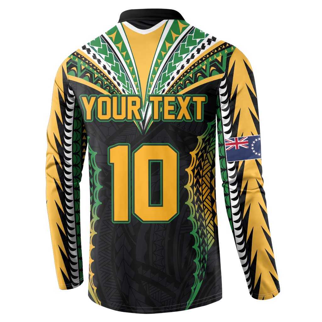 Custom Cook Islands Rugby League Button Sweatshirt Tatau Tribal Pattern-Special Edition Black Color