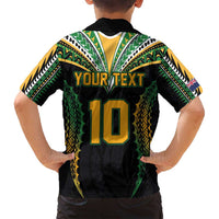 Custom Cook Islands Rugby League Family Matching Long Sleeve Bodycon Dress and Hawaiian Shirt Tatau Tribal Pattern-Special Edition Black Color