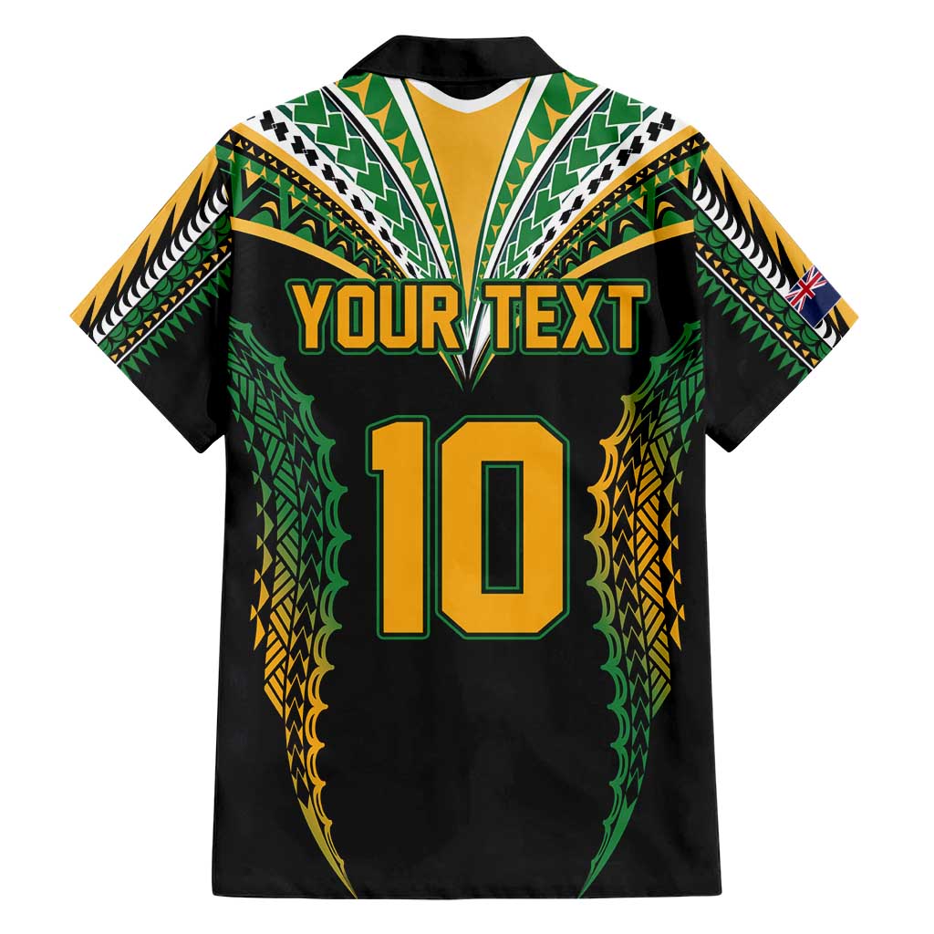 Custom Cook Islands Rugby League Family Matching Short Sleeve Bodycon Dress and Hawaiian Shirt Tatau Tribal Pattern-Special Edition Black Color