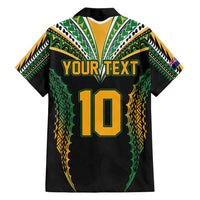 Custom Cook Islands Rugby League Family Matching Summer Maxi Dress and Hawaiian Shirt Tatau Tribal Pattern-Special Edition Black Color