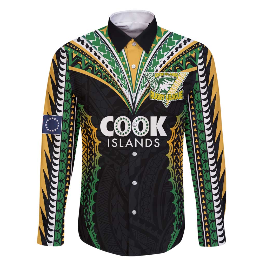 Custom Cook Islands Rugby League Family Matching Summer Maxi Dress and Hawaiian Shirt Tatau Tribal Pattern-Special Edition Black Color