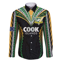 Custom Cook Islands Rugby League Family Matching Tank Maxi Dress and Hawaiian Shirt Tatau Tribal Pattern-Special Edition Black Color