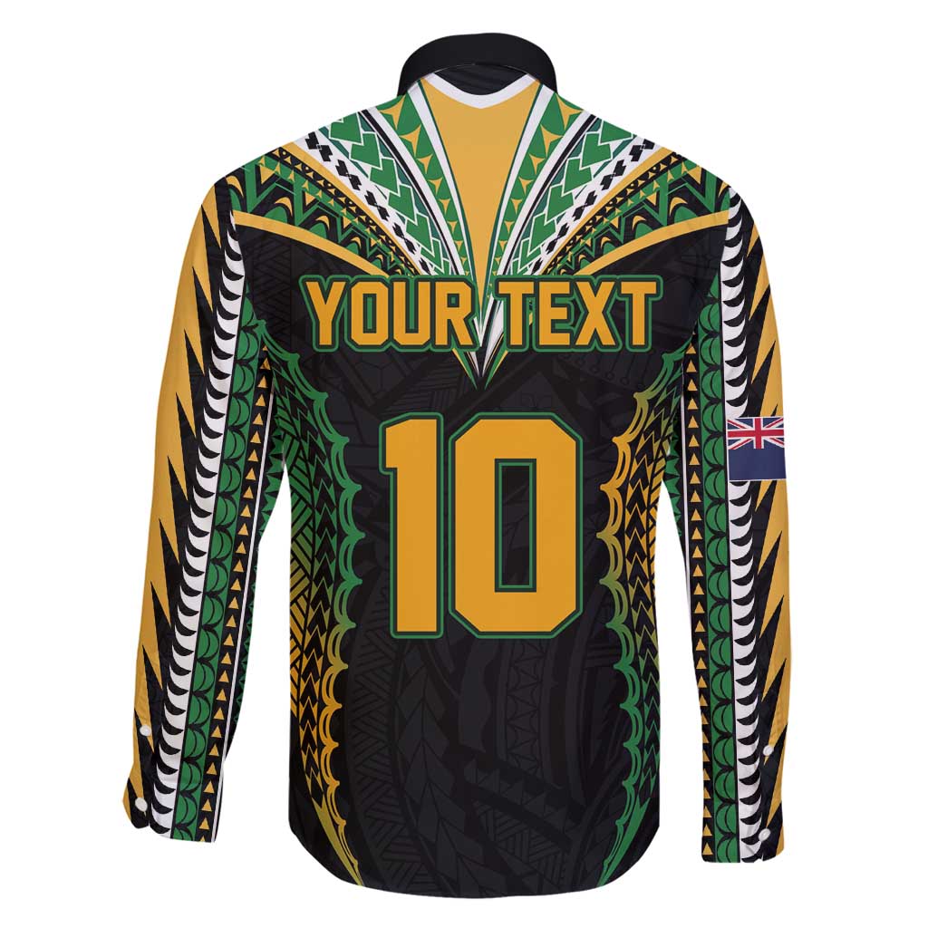 Custom Cook Islands Rugby League Family Matching Tank Maxi Dress and Hawaiian Shirt Tatau Tribal Pattern-Special Edition Black Color