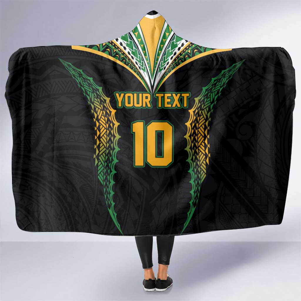 Custom Cook Islands Rugby League Hooded Blanket Tatau Tribal Pattern-Special Edition Black Color