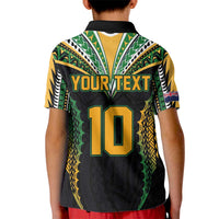 Custom Cook Islands Rugby League Kid Polo Shirt Tatau Tribal Pattern-Special Edition Black Color