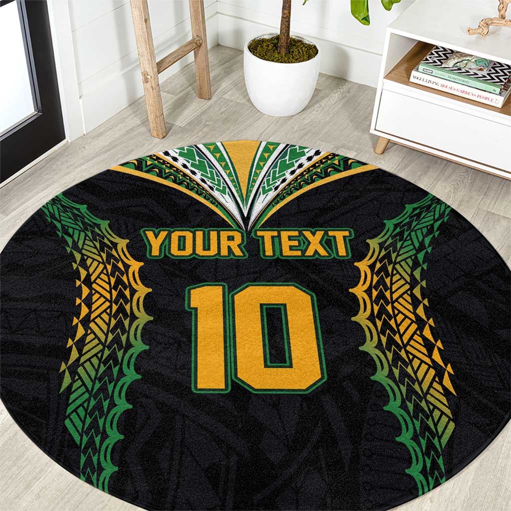 Custom Cook Islands Rugby League Round Carpet Tatau Tribal Pattern-Special Edition Black Color