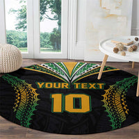 Custom Cook Islands Rugby League Round Carpet Tatau Tribal Pattern-Special Edition Black Color