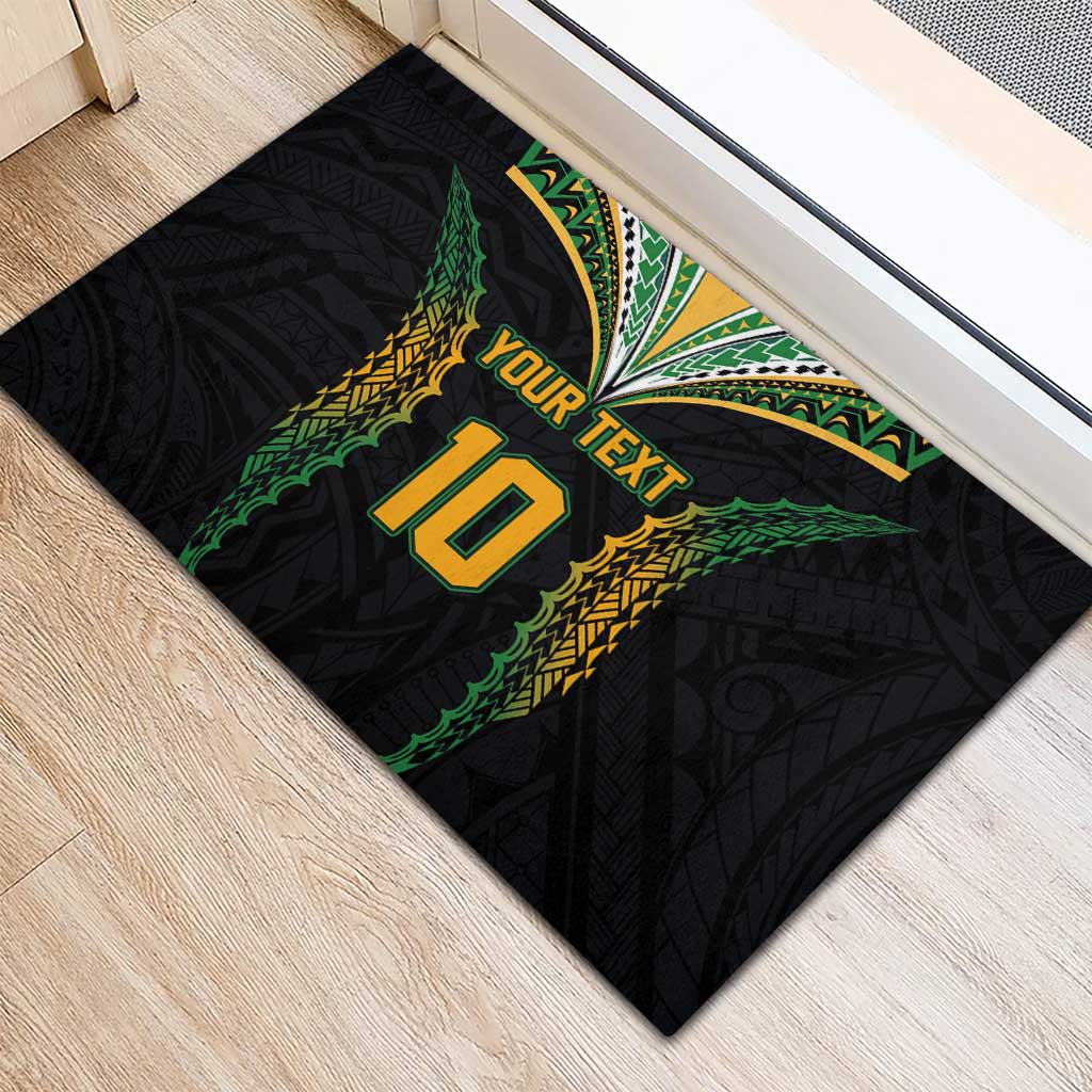 Custom Cook Islands Rugby League Rubber Doormat Tatau Tribal Pattern-Special Edition Black Color