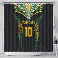 Custom Cook Islands Rugby League Shower Curtain Tatau Tribal Pattern-Special Edition Black Color