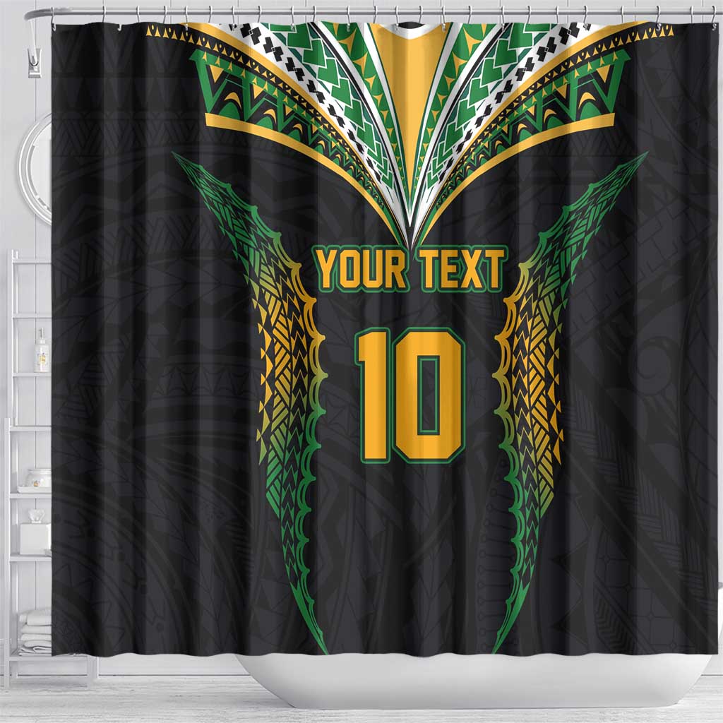 Custom Cook Islands Rugby League Shower Curtain Tatau Tribal Pattern-Special Edition Black Color