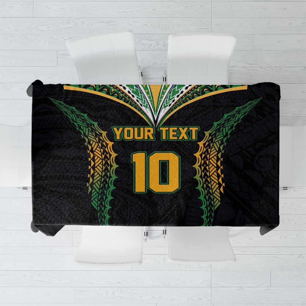 Custom Cook Islands Rugby League Tablecloth Tatau Tribal Pattern-Special Edition Black Color