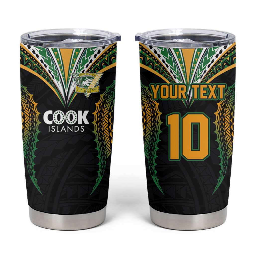 Custom Cook Island Rugby League 2025 Tumbler Cup Tatau Tribal Pattern-Special Edition Black Color